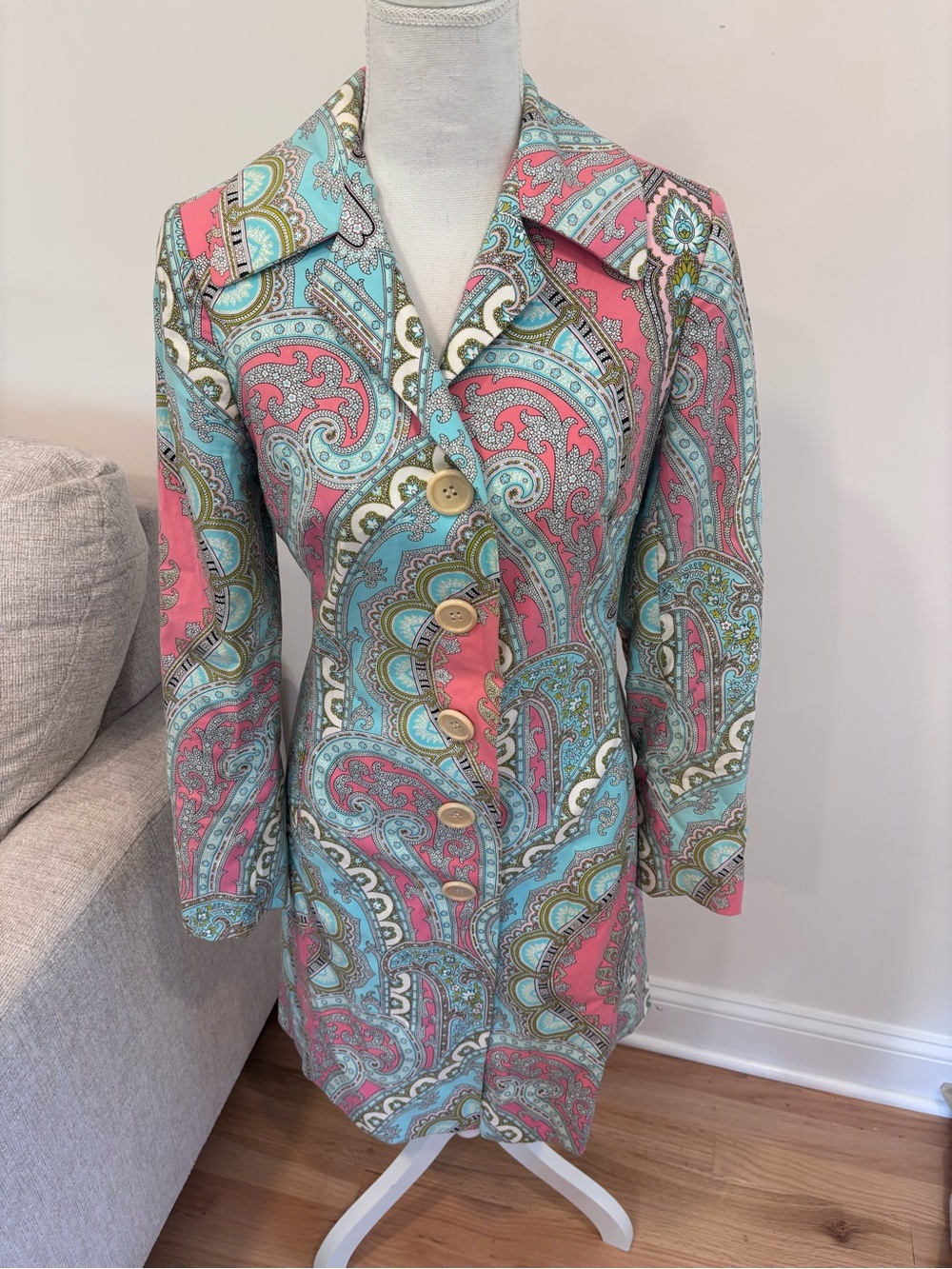 Trina Turk Paisley Trench Jacket size 2
